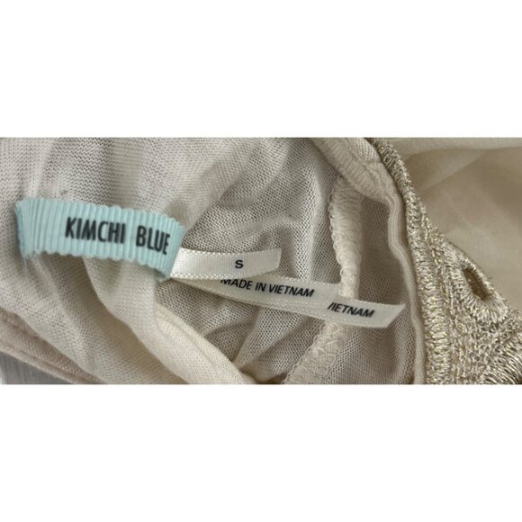 Kimchi Blue Cream Long Sleeve Blouse With Lace Collar Sz small - Picture 3 of 5